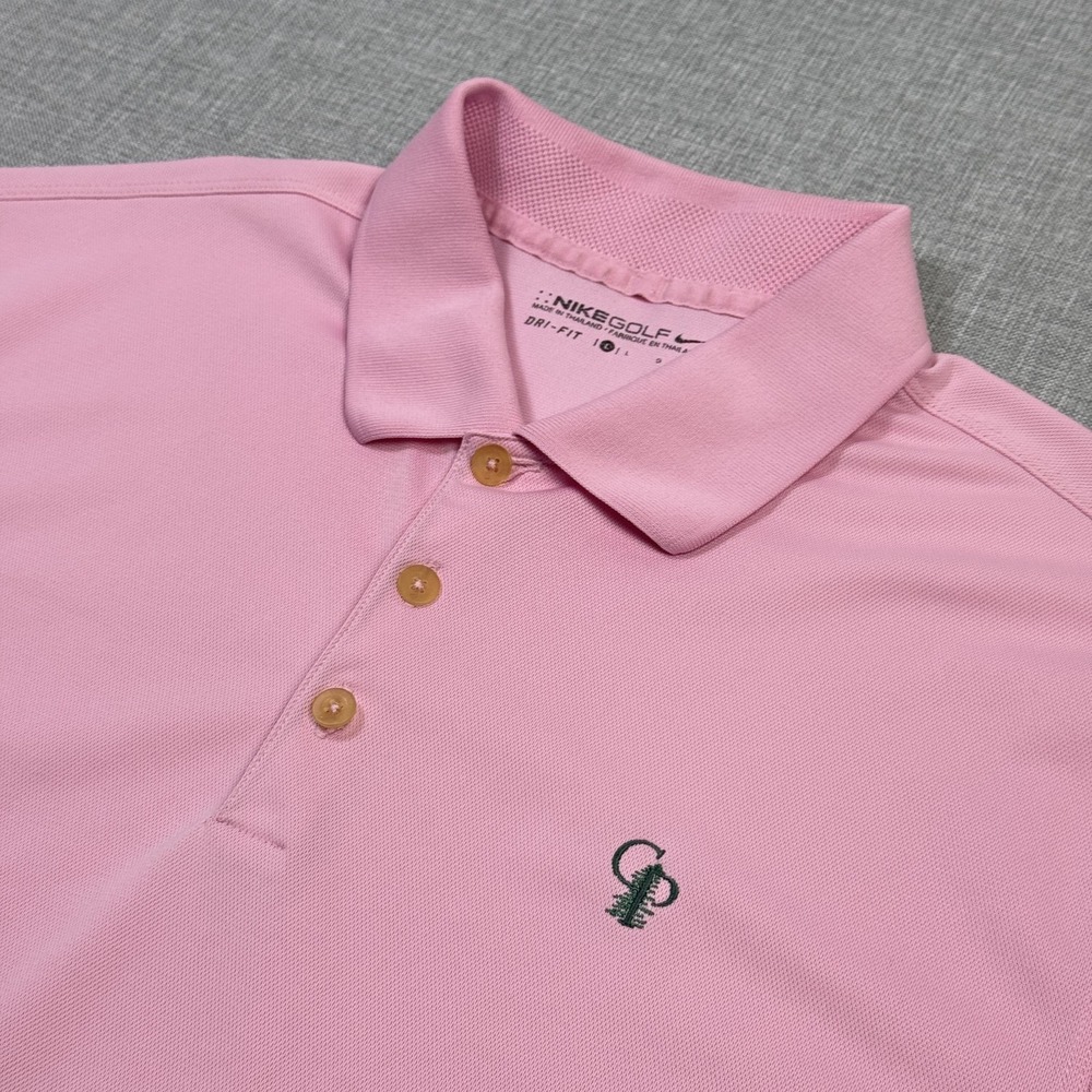 Nike Calusa Pines Polo Golf Shirt Mens Large Pink Dri-FIT Polyester Performance